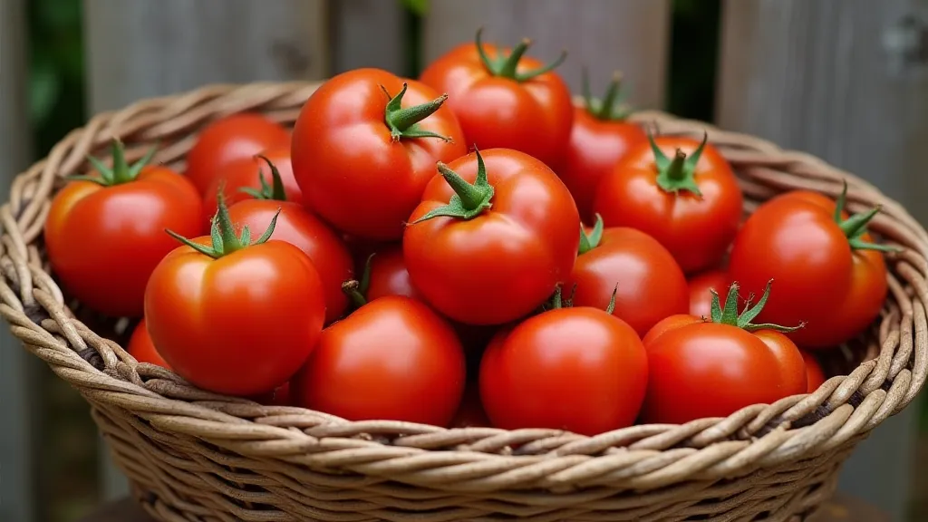 Basket of ripe Hillbilly tomatoes