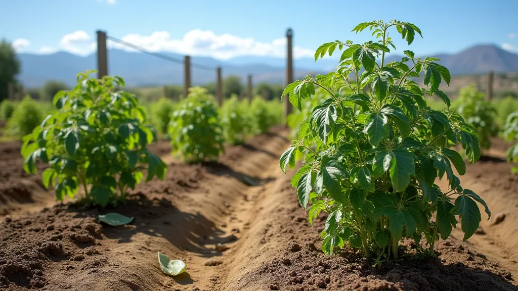 Black Krim tomato plants in a Southwest garden