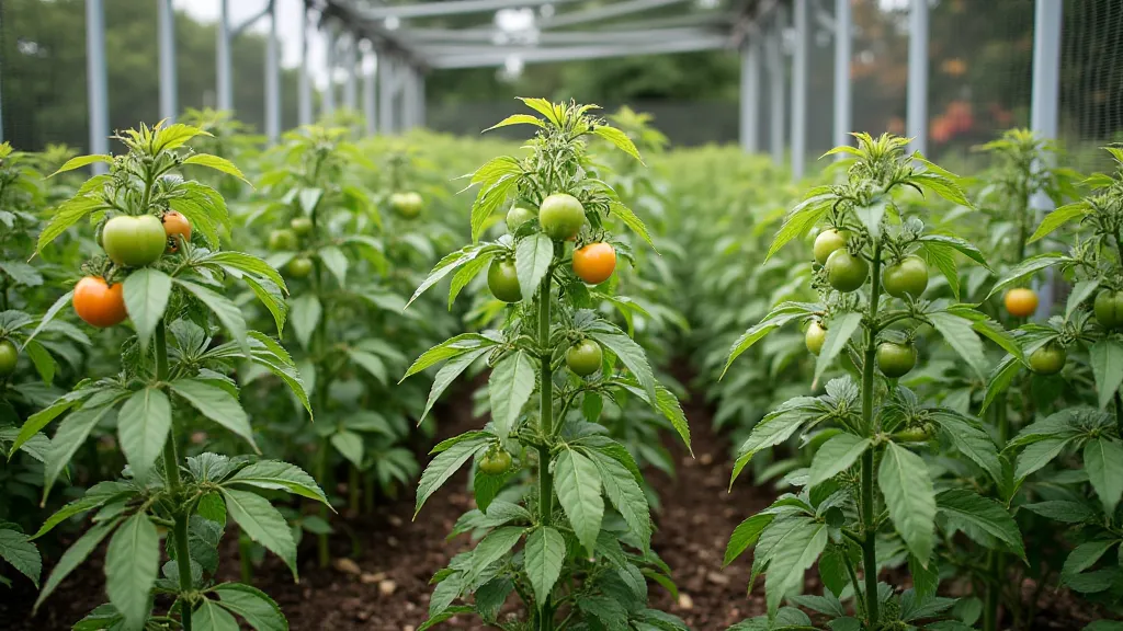 Heirloom tomatoes in a cattle panel enclosure