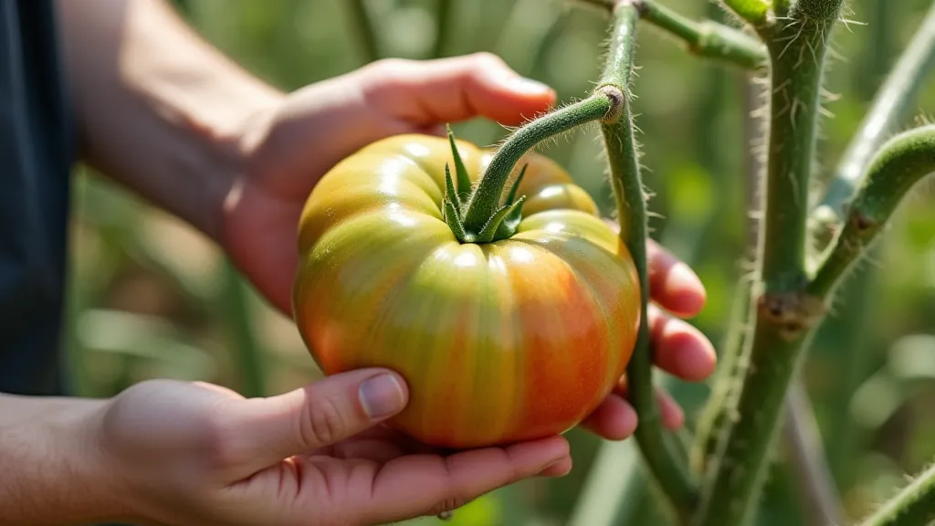 Harvesting German Johnson tomato
