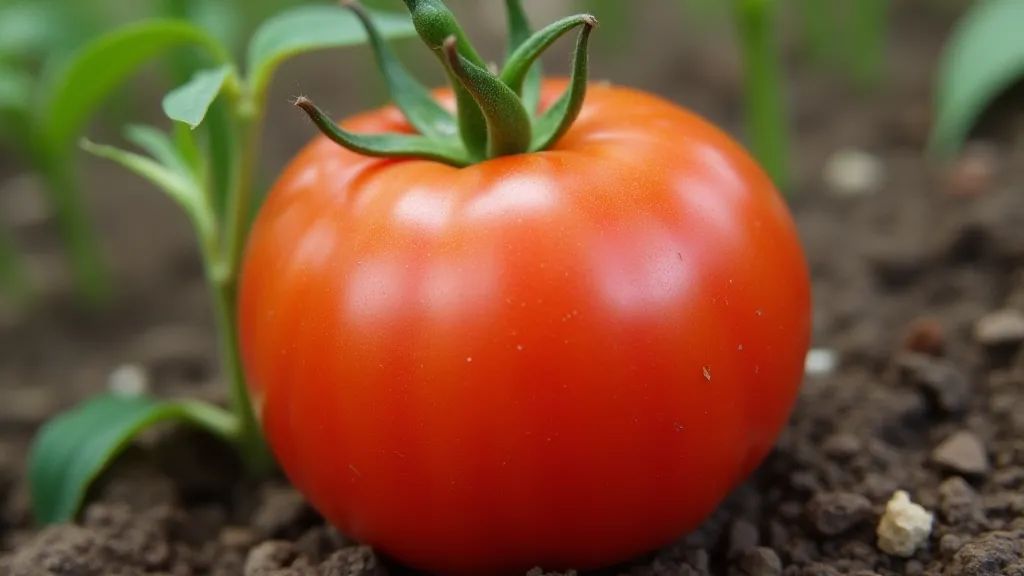 Ripe Hillbilly tomato on the vine
