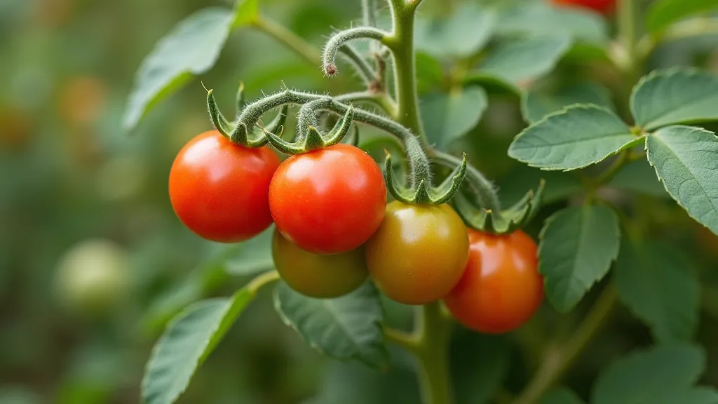 Roma tomato plant with fruit