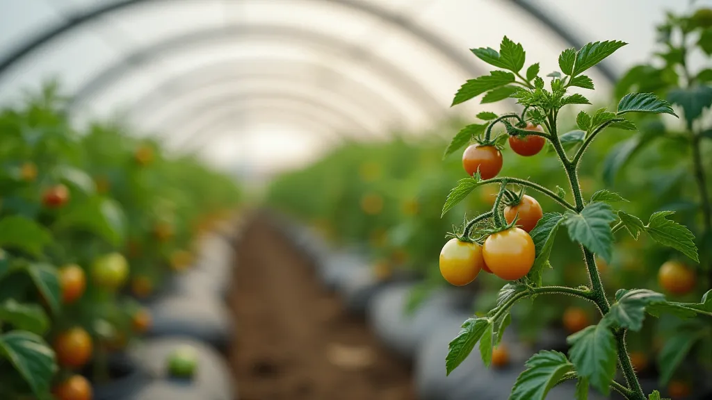 Heirloom tomato plants under row covers