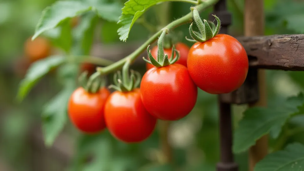 Ripe San Marzano tomatoes on vine